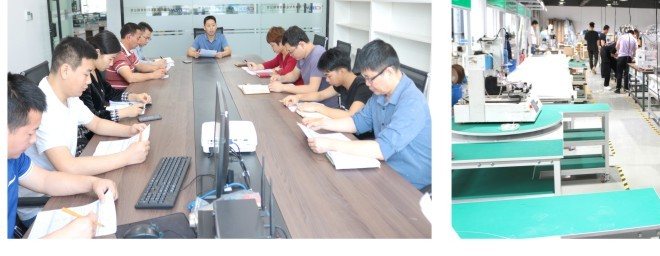 Engineers working on automation equipment